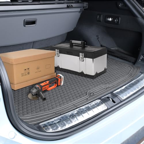 CAR PASS Gray Rubber Car Floor Mats & Cargo Liners, Durable Anti-Slip 3D Rhombus Waterproof Automotive Pad Trim Fit Liner All-Weather Trunk Mats Full Set Universal Fit Auto Van Sedan SUV Truck Gray - color: Light Gray