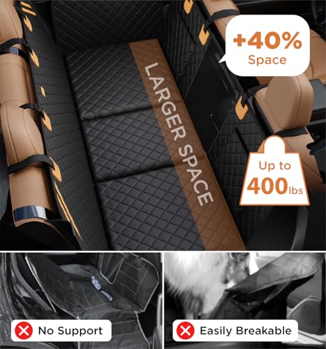 MADE 4 PETS Dog Car Seat Cover for Back Seat - Back Seat Extender for Dogs, Holds 400lbs, Waterproof & Non-Slip Dog Hammock for Car, 8-Layer Hard Bottom with PE Foam, Easy to Install & Clean
