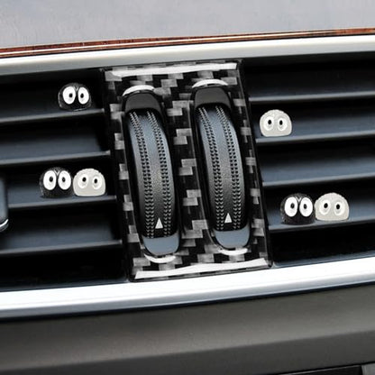 60Pcs Soot Sprites Car Mirror Decorations with Adhesive Dots - 50 Black & 10 Glow in Dark Rearview Mirror Charms - Kawaii Anime Ornaments for Dashboard, Hanging Decor - Unique Easter Gift