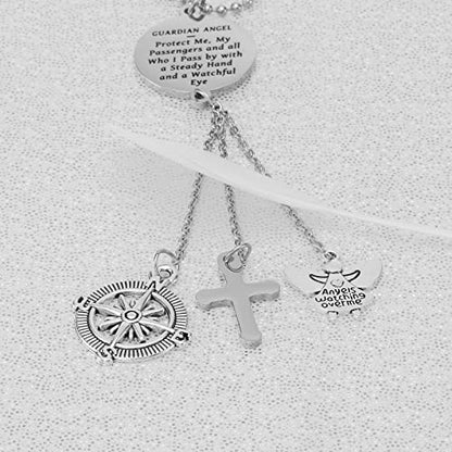 Kivosliviz Rearview Mirror Charms for Decor Women Car Guardian Angel Trucker Hanging for Men Car Rear View Mirror Charm