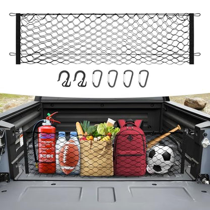Canvcle Trunk Cargo Net for 2017-2026 Honda Ridgeline Accessories Envelope Style Mesh Trunk Net Organizer and Storage Stretchable Adjustable Elastic Nylon Rear Cargo Netting with Hooks - style: for Honda Ridgeline