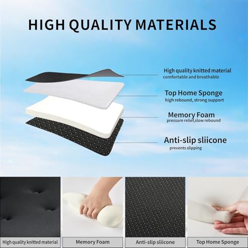 KAYI Car Seat Cover, Memory Foam Car Seat Cushion, Non-Slip Bottom Breathable Car Seat Cover, Relieve Tailbone Pain, Car Seat Protector, Suitable for 95% of Vehicles (Black) - color: Black