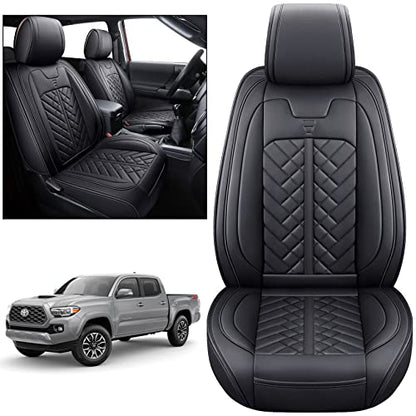 Tomatoman Tacoma Front Seat Covers Compatible with Toyota Tacoma 2005-2022 2023 2024 2025 2026 Trucks Access Crew Extended Double Cab TRD Sports SR V6 Heavy Duty Car Cushions(2 PCS Front/Black) - color: 2 PCS Front/Black