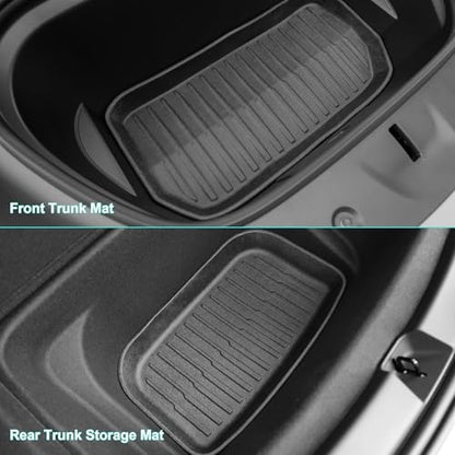 SUPER LINER Tesla Model Y Floor Mats 2021-2024 | Custom Fit All-Weather 9-Piece Set TPE Material |Full Coverage Floor Mats Back Seat Protector, Cargo Liner, Trunk & Interior Accessories - size: For Model Y 2021-2024*9pcs