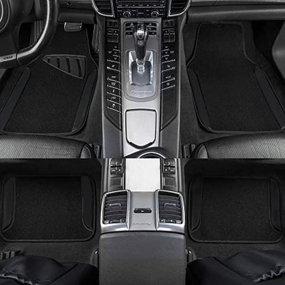 CAR PASS Waterproof Universal Fit Car Floor Mats, Faux Leather Car Carpet Mats, Black Car Mats with Anti-Slip Nibbs Backing & Driver Heel Pad Fit for SUV,Vans,sedans, Trucks,Set of 4pcs(All Black) - color: All Black