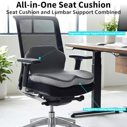 Truck Driver Seat Cushion Memory Foam L-Shaped Ergonomic Cushion for Office Chairs Comfort & Support for Long Sitting Memory Foam U-Shape Tailbone Relief + L-Shape Back Cushion - size: Dark gray+Light Gray