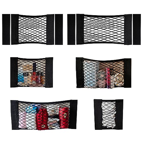 Mesh Cargo Net Car Storage Wall Sticker Organizer Elastic with Tape Stickers for Trunk Holder Kitchen Cabinet, Closet,Home (6PCS (Different Sizes)) 4 Different sizes (Justo20220007H) - color: 6PCS (different sizes)