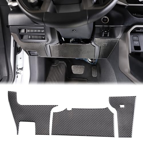 Aunginsy Car Driver's Lower Knee Pad Panel Trim Sticker Compatible with Toyota Tundra/Sequoia 2022 2023 2024 Pickup Truck Real Carbon Fiber Decorative Sticker Protection Cover Interior Accessories - size: Driver's Lower Knee Pad Panel Sticker