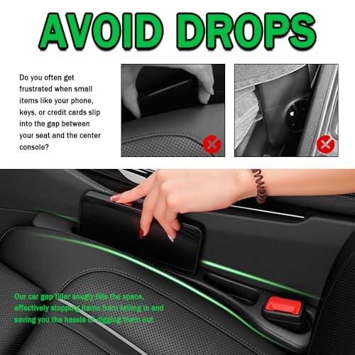 2PCS Car Seat Gap Filler Organizer,2026 Upgraded Car Seat Gap Plug with Storage Slot,Plug & Play in Between Cars Seats Catcher Cars Accessories to Stop Items Falling Between Seats