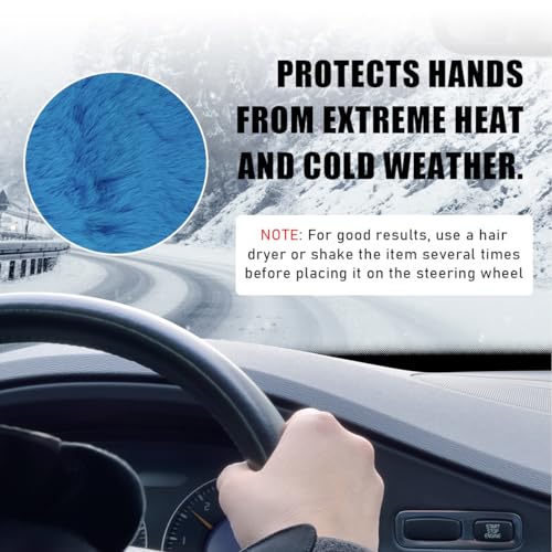 5 PCS Fluffy Steering Wheel Covers Set, Faux Wool Steering Wheel Cover & Handbrake Cover & Gear Shift Cover & 2 Seat Belt Shoulder Pads, Universal Car Accessories (Light Blue) - color: Light Blue