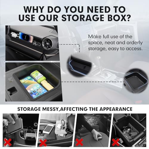 Autorder 2PCS Center Console Organizer for 2024-2026 Toyota Land Cruiser Prado 250 LC250 Accessories Armrest Storage Box Silicone Dash Organizer Center Console Insert Tray with Anti-Slip Mat - size: 2024-2026 Toyota Land Cruiser 2PCS