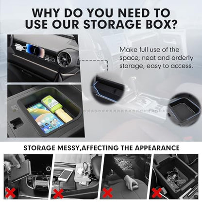 Autorder 2PCS Center Console Organizer for 2024-2026 Toyota Land Cruiser Prado 250 LC250 Accessories Armrest Storage Box Silicone Dash Organizer Center Console Insert Tray with Anti-Slip Mat - size: 2024-2026 Toyota Land Cruiser 2PCS