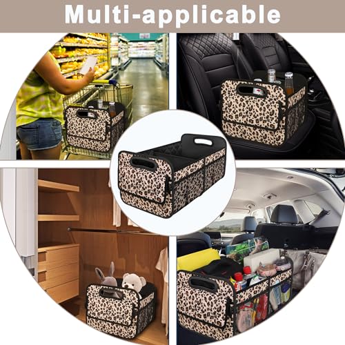 Trunk Organizer for SUV, Car Organizers and Storage with Reinforced Handles, Car Accessories for Women/Men - Large, Leopard Print