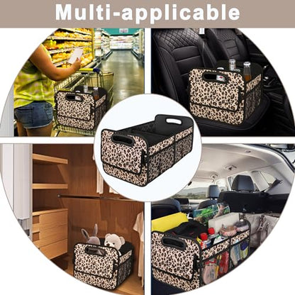 Trunk Organizer for SUV, Car Organizers and Storage with Reinforced Handles, Car Accessories for Women/Men - Large, Leopard Print