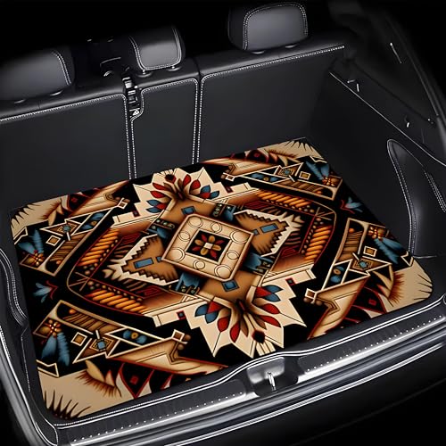 Universal Car Trunk Mat 29" x 39", Retro Bohemian Style All Weather Trunk Protection Cargo Liner, Durable Cargo Mat Rear Trunk Liner, Stylish Vehicle Interior Accessories Suitable for Most Car Models - color: Retro Bohemian Style