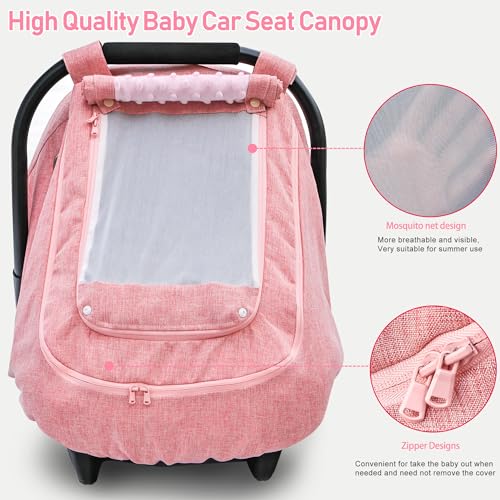 Waterproof Baby Car Seat Cover，YVMVDV Patented Pink Cold Weather Carseat Cover for Babies,Infant Car Seat Cover Canopy for Girls, Windproof Car Seat Canopy for Girls, Keeps Babies Warm and Cozy - color: Thick-Pink