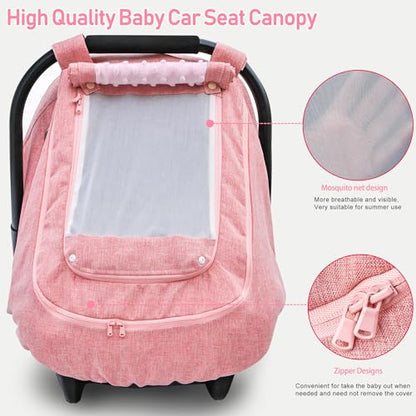 Waterproof Baby Car Seat Cover，YVMVDV Patented Pink Cold Weather Carseat Cover for Babies,Infant Car Seat Cover Canopy for Girls, Windproof Car Seat Canopy for Girls, Keeps Babies Warm and Cozy - color: Thick-Pink