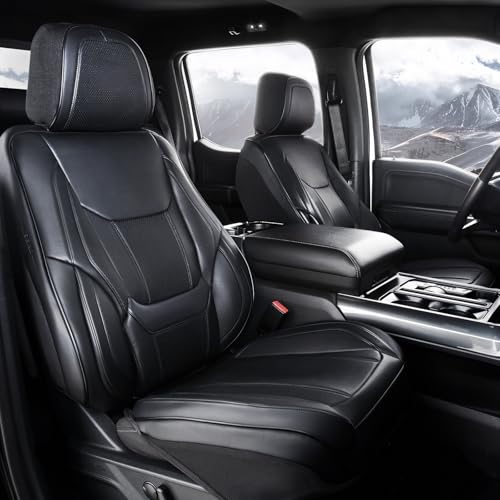 Coverland Custom Car Seat Covers Compatible with 2002-2017 Toyota Camry - Premium Leather Non-Slip Memory Foam Waterproof Seat Cover Custom fit Interior Protector [Front Seat-Black] - color: Black, size: Front