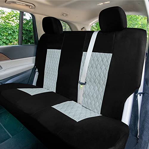 Universal Fit Diamond Stitched Flat Cloth Car Seat Covers Full Set - Gray - color: Gray