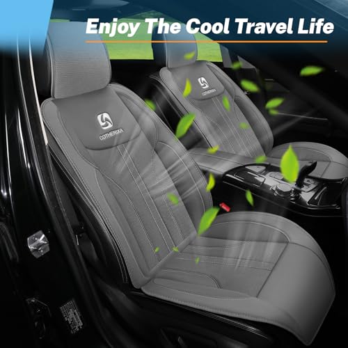 Cooling Car Seat Cover with 2 Powerful Turbo Fans，12V-24V Ventilated Cooling Car Seat Cushion，3-Speed Adjustable Breathable Cooling Seat Cover for Car SUV Truck Universal Fit (Grey)