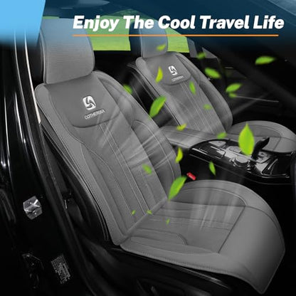 Cooling Car Seat Cover with 2 Powerful Turbo Fans，12V-24V Ventilated Cooling Car Seat Cushion，3-Speed Adjustable Breathable Cooling Seat Cover for Car SUV Truck Universal Fit (Grey)