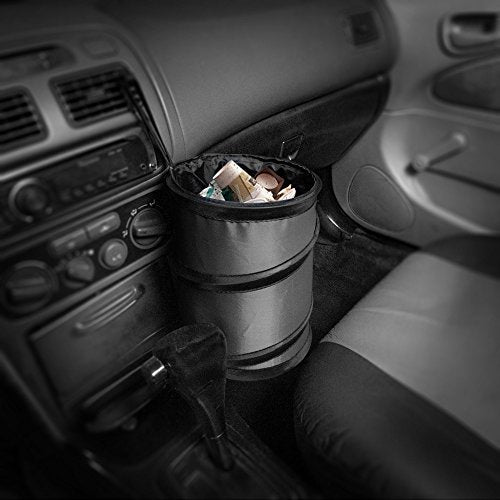 FH Group Automotive Waterproof Portable Collapsible Large Trash Can Garbage Container fits Most Cars,Polyethylene,SUVs,and Trucks Gray - color: Gray, style: Large
