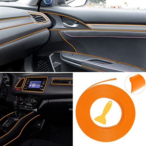 5M/16.4Ft Car Interior Moulding Trim, Universal Car Interior Trim Strips Car Interior Decorative DIY Door Dashboard Gap Trim Strip with Installing Tool (Orange)
