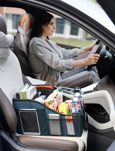 Car Seat Organizer Backseat Car Organizer with 4 Compartments, 4 Cup Holders and 7 Mesh Pockets for Front and Rear Seat, Blue - color: Blue