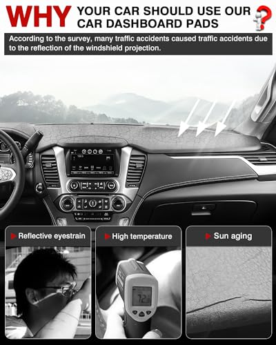 Autorder Dashboard Cover Mat for 2015-2020 Chevy Chevrolet Tahoe/Suburban/GMC Yukon Accessories Dash Cover Mat Flannel Sunshade Glare UV Rays Protector (Without Forward Collision Alert/HUD) - size: 2015-2020 Tahoe/Suburban