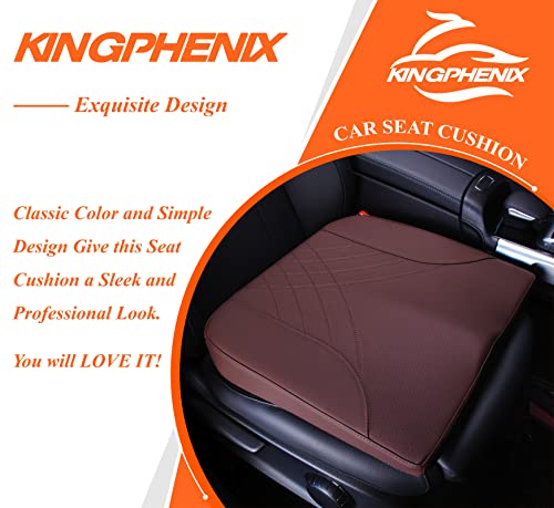 kingphenix Premium Car Seat Cushion, Memory Foam Driver Seat Cushion to Improve Driving View- Coccyx & Lower Back Pain Relief - Seat Cushion for Car, Truck, Office Chair (Leather Brown) - color: Leather Brown