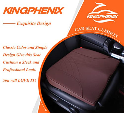 kingphenix Premium Car Seat Cushion, Memory Foam Driver Seat Cushion to Improve Driving View- Coccyx & Lower Back Pain Relief - Seat Cushion for Car, Truck, Office Chair (Leather Brown) - color: Leather Brown