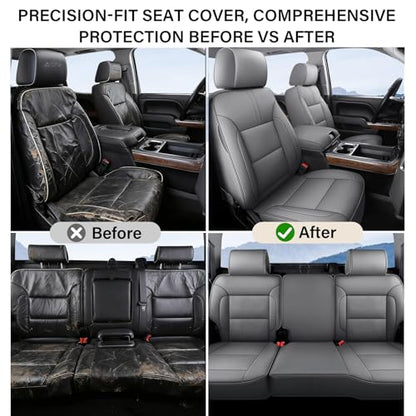 Coverado Chevy Silverado Seat Covers Full Set, Faux Leather Car Seat Covers Fit for 2014-2018 1500, 2015-2019 2500HD 3500HD Chevy Silverado GMC Sierra Crew Double Extended Cab (Gray) - color: Gray, size: FullSet(2014-2018)