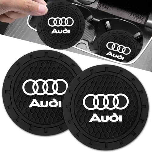Car Cup Holder Coaster for Audi A3 RS3 A4 A5 A6 A7 RS7 A8 Q3 Q5 Q7 R8 Cupholder Coaster Interior Accessories 2.75in 2Pieces Black - color: Black-06