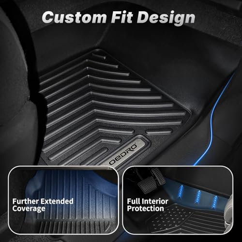 OEDRO Floor Mats Compatible with Toyota Tundra CrewMax Cab 2014-2021, Custom Fit Front & 2nd Row Liner Set (with Coverage Under 2nd Row Seat), Black TPE All-Weather Guard - style: 2014-2021 Toyota Tundra CrewMax Cab