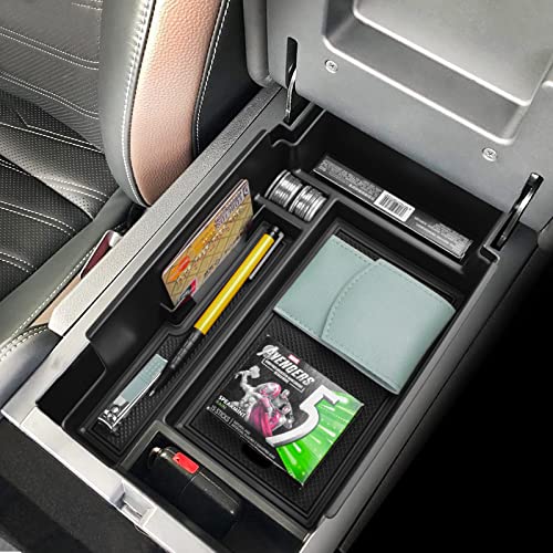 Center Console Organizer Tray Compatible with Nissan Pathfinder Accessories 2022 2023 2024 2025 2026 R53 Interior Secondary Armrest Storage Glove Box Divider ABS Material, Black Trim