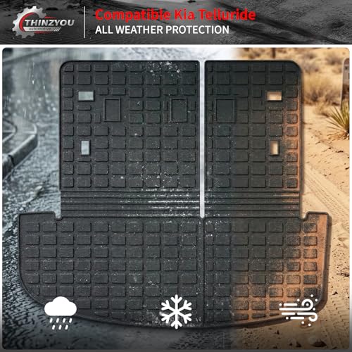 Floor Mats Compatible with 2020-2025 Kia Telluride 7&8 Seats (NOT for 2027) Cargo Mat Cargo Liner Back Seat Cover 2024 Telluride Accessories (Trunk Mat with Backrest Mats+Floor Mats) - style: For Kia Telluride | 2020-2025