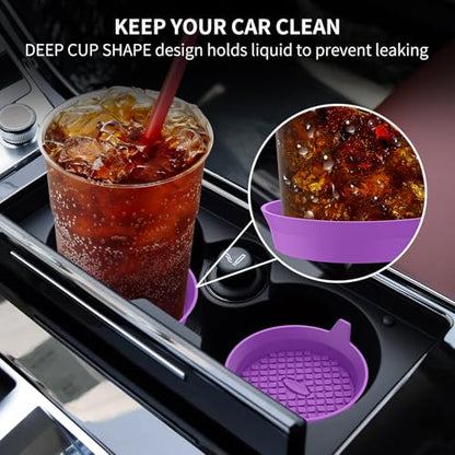 ME.FAN Car Cup Holder Coasters [4 Pack] Silicone Cups Mats, Automotive Universal Non-Slip Recessed Interior Accessories Deep Purple - color: 4pack-deep Purple