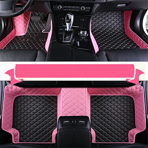 Custom Waterproof Leather Car Floor Mats Fit for Most Car SUV Truck & Sportscar All Weather Protection Vehicles (Black+Pink) - color: Black+Pink