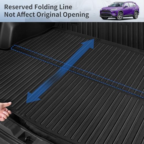 Floor Mats for Toyota RAV4 2025 2024-2019 (Include Hybrid) Full Set All Weather Floor Mats for Toyota RAV4 Accessories 2025 2024-2019 TPE Back Seat Cover Protector Trunk Frunk Mat - size: 2019-2025