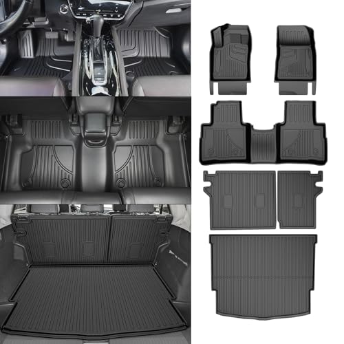 AOMSAZTO Floor Mats Full Set for Nissan Rogue 2021-2026 Accessories (Not for Sport), All Weather Floor Mats Cargo Liner Backrest Mat for Car Floor, Custom Fit Heavy Duty Trunk Liner Black - style: 9)21-25 Rogue Floor & Cargo & Backrest Mats