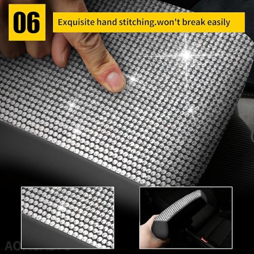 AOMSAZTO Bling Crystal Diamond Console Covers for 2015-2019 Hyundai Sonata Middle Leather Armres Covers - color: Bling color