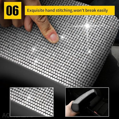 AOMSAZTO Bling Crystal Diamond Console Covers for 2015-2019 Hyundai Sonata Middle Leather Armres Covers - color: Bling color