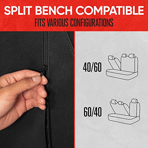 Motor Trend AquaShield Waterproof Gray Rear Split Bench Seat Covers for Trucks Rear Seat Cover Only - Black Car Seat Covers, Back Seat Cover Only - Durable Neoprene Spill Resistant for Kids & Dogs - color: a2-Black & Gray Bench
