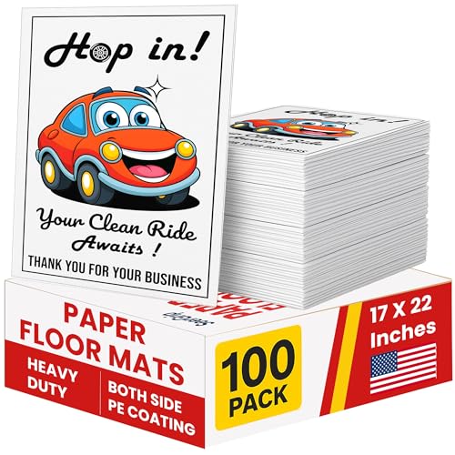 100 Paper Floor Mats For Cars - Waterproof Disposable Car Floor Mats, Car Detailing Supplies,Tapetes Para Carro, Automotive Auto Detailing, Carpet Protector,Resists water,oil, snow & dirt (17 X 22 In) - color: 100 Pack