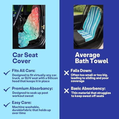 2 Pack Car Seat Towel Covers, Sweat Protector for Front Seats, Premium Thickened Microfiber with Elastic Strap, Breathable & Quick Dry, Machine Washable Cover for Gym Running Universal Fit Seashell - color: Seashell Starfish