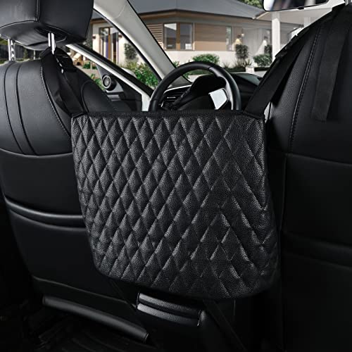eing Car Organizers And Storage Purse Holder, Large Capacity Car Net Pocket Handbag Holder, Automotive Consoles & Backseat Organizer, Leather Back Seat Bag Between Car Front Seats, Black - color: Black