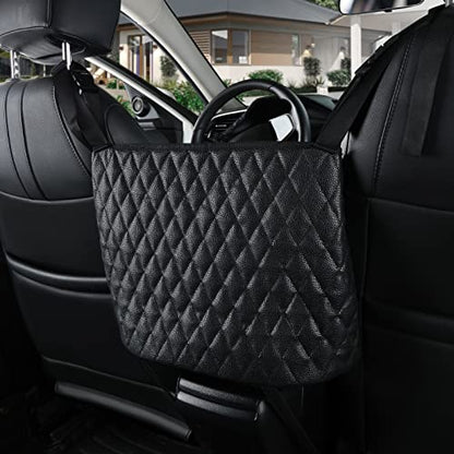 eing Car Organizers And Storage Purse Holder, Large Capacity Car Net Pocket Handbag Holder, Automotive Consoles & Backseat Organizer, Leather Back Seat Bag Between Car Front Seats, Black - color: Black