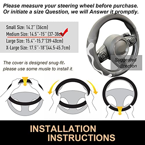 PINCTROT Comfy Grip Steering Wheel Cover, Anti-Slip Design, Universal 14.5-15 Inch(Silicone White) - color: 5.White, size: Medium(Standard) Size[14 1/2''-15'']