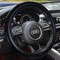 Haokay Heavy Duty Pure Cowhide Steering Wheel Cover, Genuine Leather Steering Cover with 15 Inches Universal Fit - color: BLACK-5