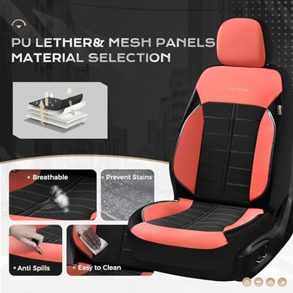 Coverado Leather Seat Covers Front and Rear Seat Cover 5 Seats Automotive Waterproof Car Seat Covers Universal Fit for Most Cars SUV Trucks, Red&Black - color: RedB, size: FullSet